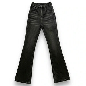 High Waisted Flare Boot Cut Jeans Women’s XS/2 Dark Grey Stretch Denim - Shein